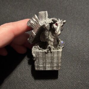 Silver Dragon Figurine with Red Eyes